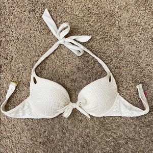 VS 34A lace white padded pushup bikini swim top